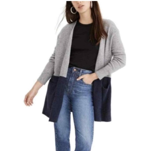 Madewell Sweaters - Madewell Gray and Navy Cardigan